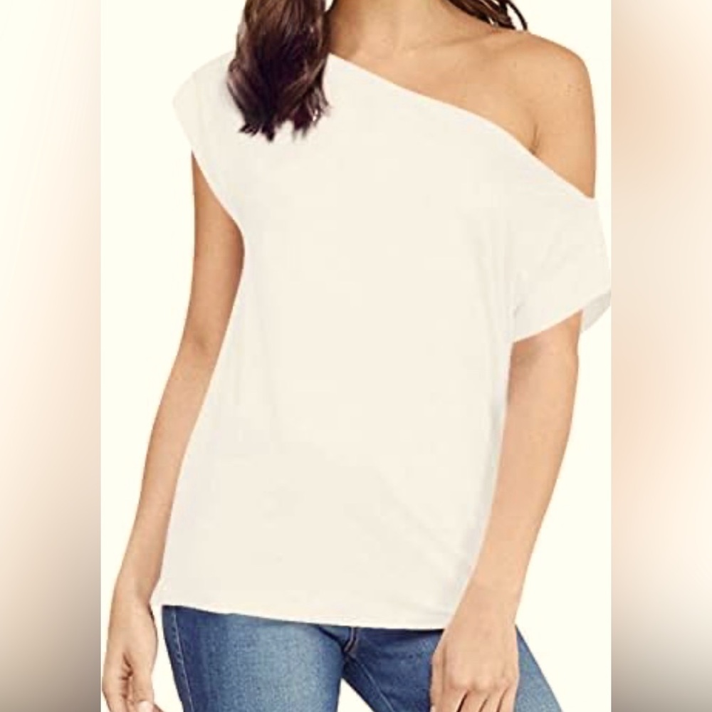 Sarin Mathews White Off The Shoulder Short Sleeved Shirt
